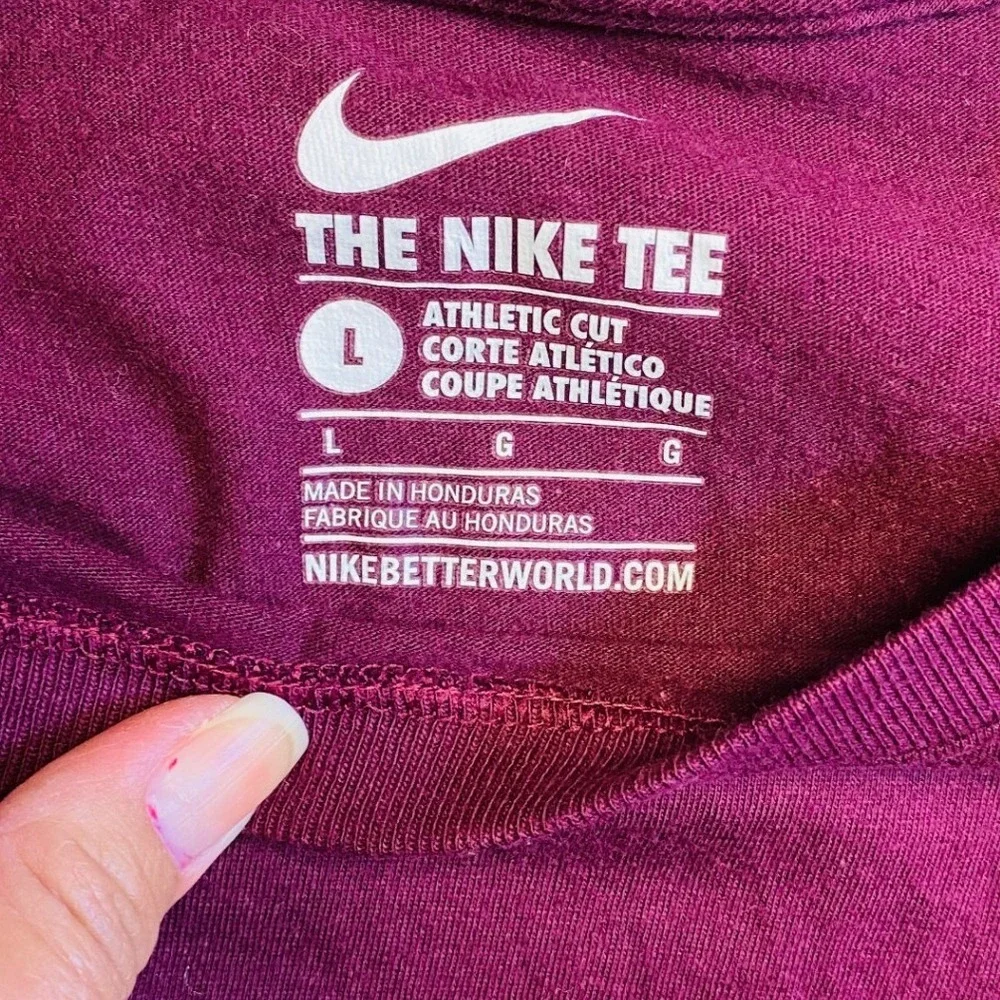 Nike Virginia Tech Hokies Football T-Shirt Maroon Orange Large Athletic Cut Tee